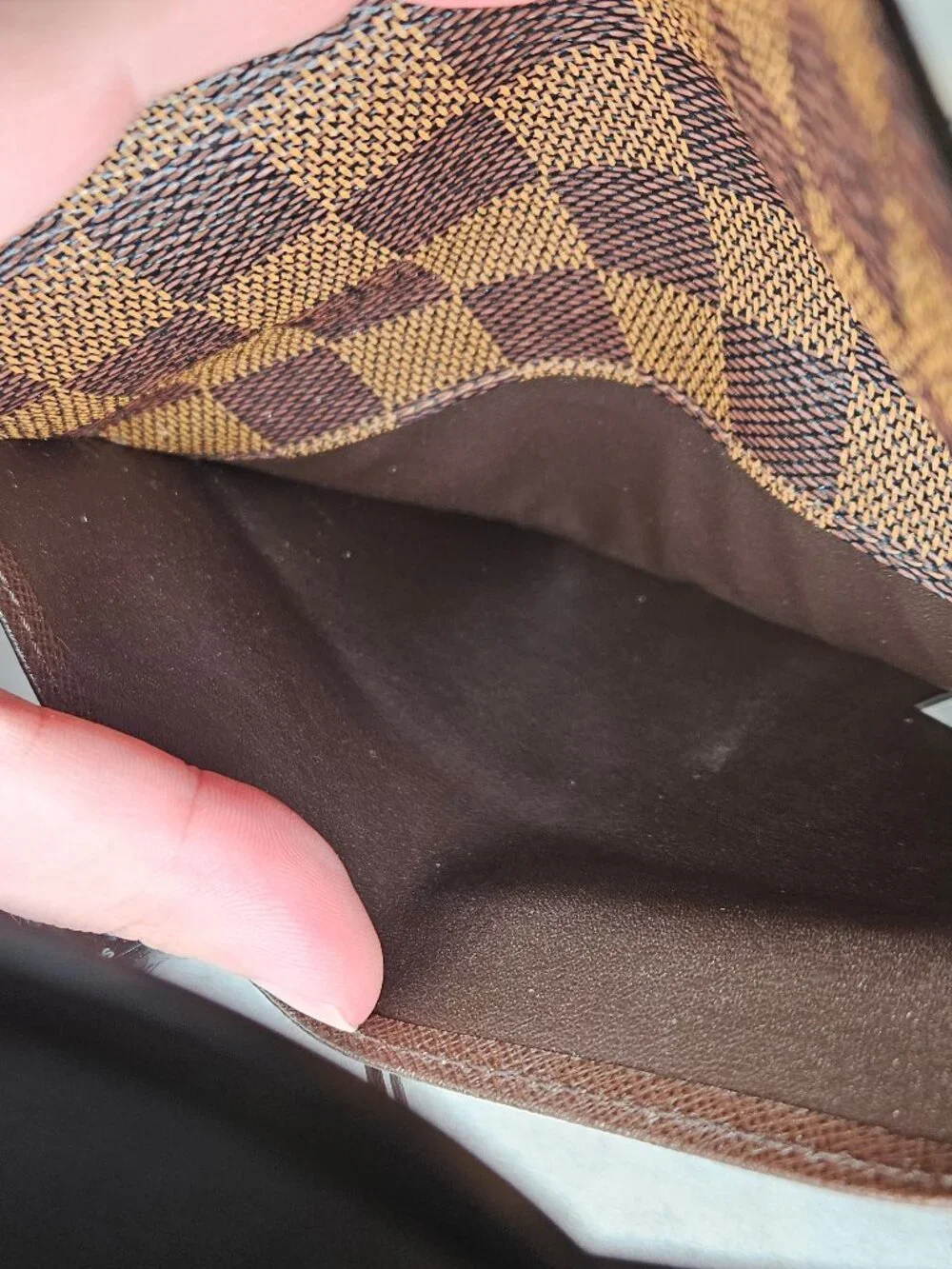 Louis Vuitton Damier Ebene Emilie Long Wallet Brown Interior